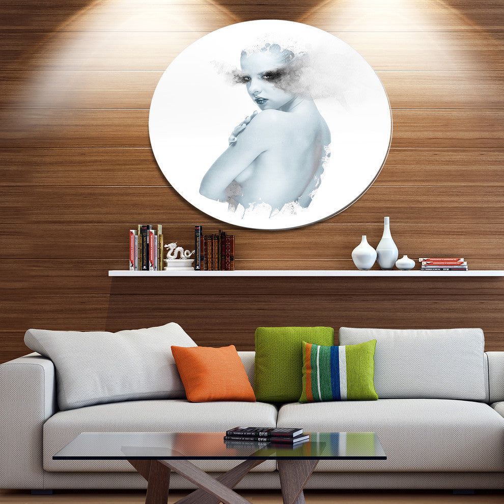 Beautiful Young Woman Double Exposure, Portrait Disc Metal Artwork, 11"