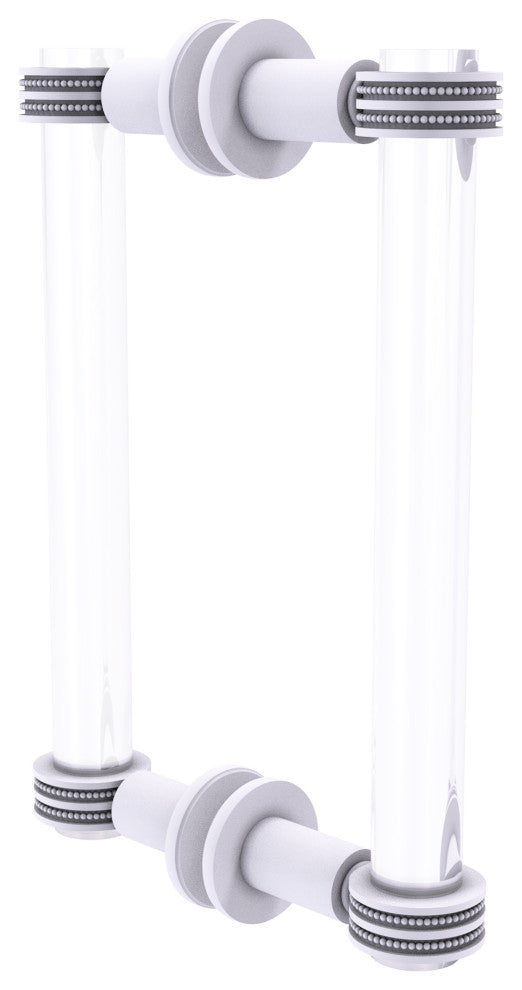 Clearview 8" Back to Back Dotted Accent Shower Door Pull, Matte White