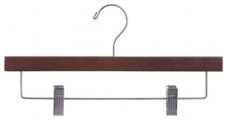 Wooden Bottom Hanger With Clips, Walnut/Chrome, Box of 100