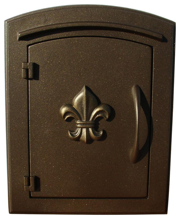 Non-Locking Column Mount Mailbox With "Decorative Fleur De Lis Logo", Bronze