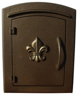 Non-Locking Column Mount Mailbox With "Decorative Fleur De Lis Logo", Bronze