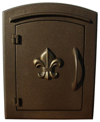 Non-Locking Column Mount Mailbox With "Decorative Fleur De Lis Logo", Bronze