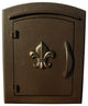 Non-Locking Column Mount Mailbox With "Decorative Fleur De Lis Logo", Bronze