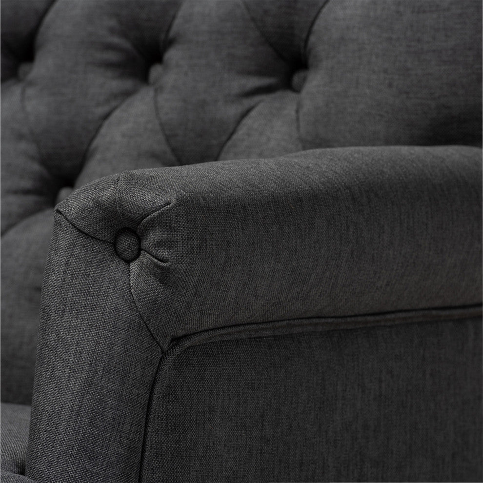 Gray Fabric Upholstered Button Tufted Armchair