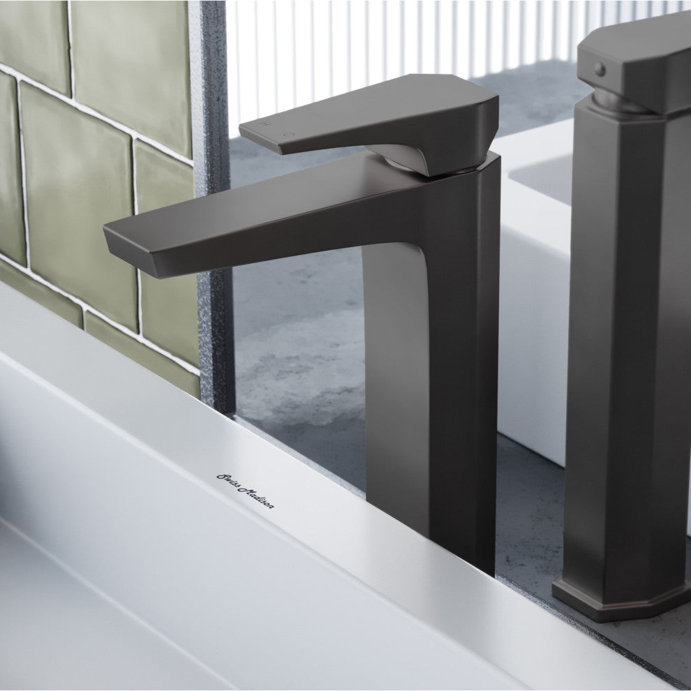 Voltaire Single Hole Single-Handle High Arc Bathroom Faucet, Gunmetal Gray