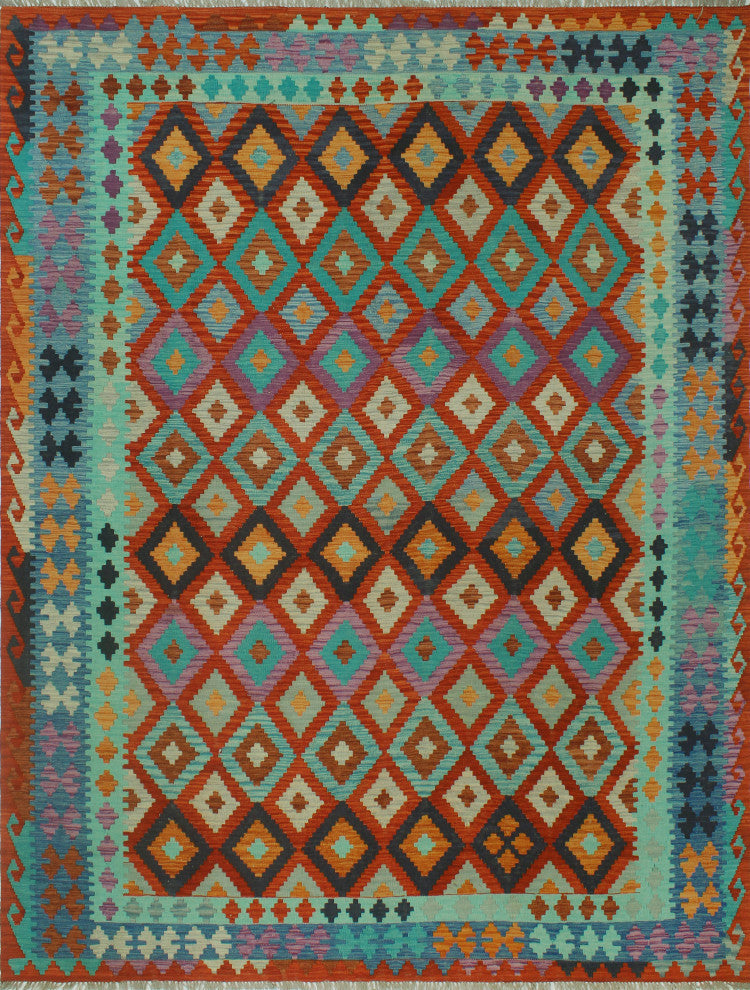 Sangat Kilim Anwar Red/Blue Rug, 8'5x10'10
