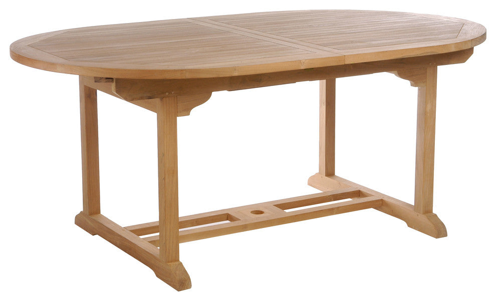 Teak Wood Orleans Oval Outdoor Patio Extension Dining Table