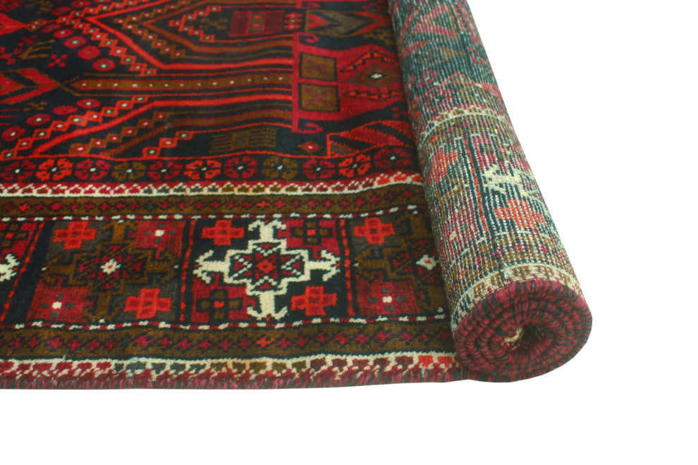 Fine Vintage Distressed Ronda Charcoal/Red Runner, 3'4x6'6