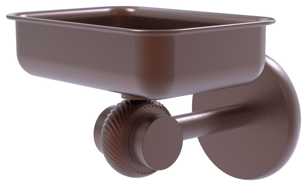 Satellite Orbit Two Wall Mount Soap Dish With Twist Accents, Antique Copper