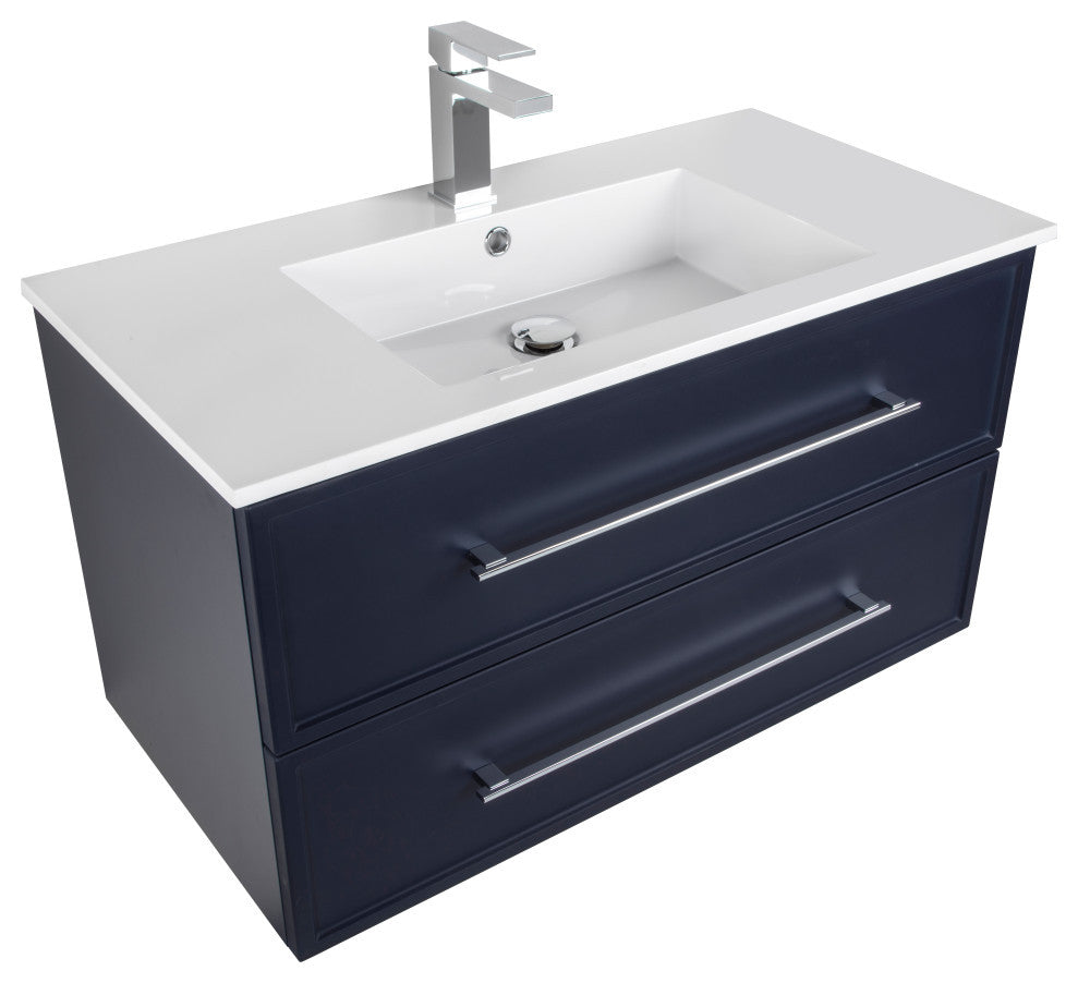 Milano Wall Hung Vanity, Blue, 36"