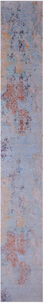 2' 5" X 17' 7" Runner Modern Handmade Wool and Silk Rug Q9265