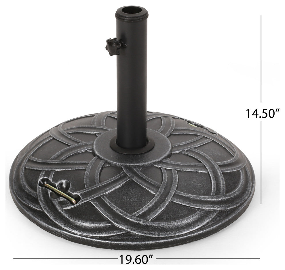 GDF Studio Noah Outdoor 55lb Concrete Circular Umbrella Base, Hammered Iron