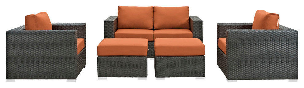 Canvas Tuscan Sojourn 5-Piece Outdoor Patio Sunbrella Sectional Set