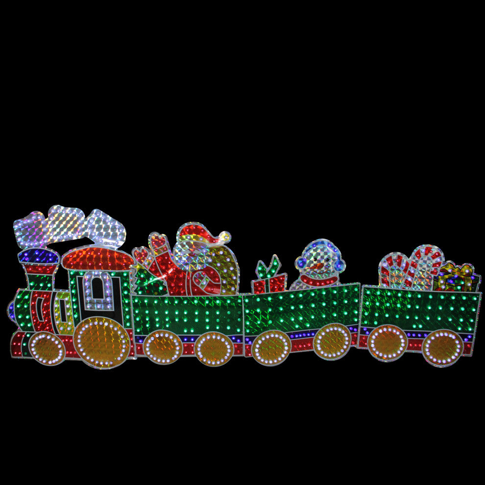 4-Piece Holographic LED Lighted Motion Train Set Outdoor Christmas Decoration