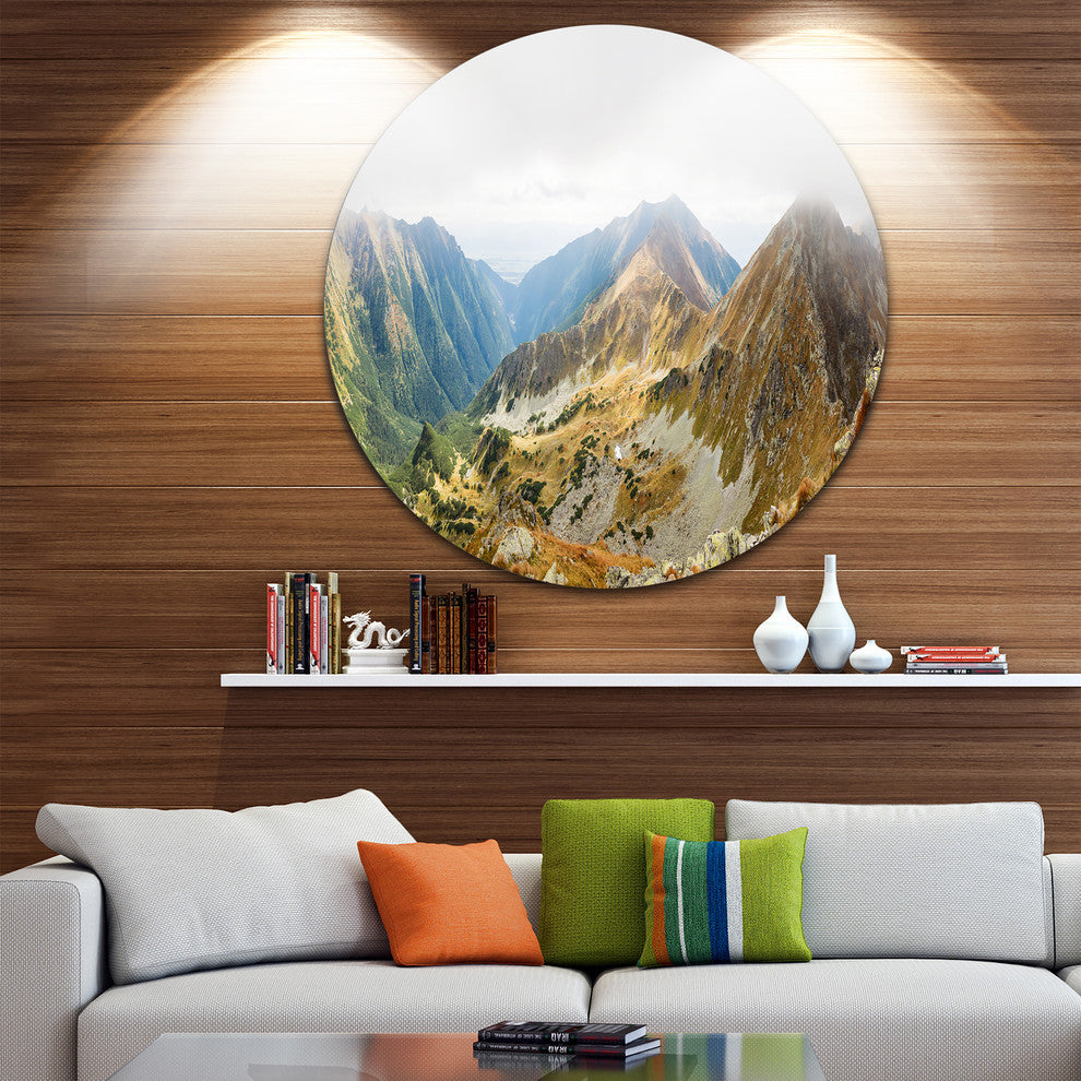 Ostry Rohac And Placlive Peaks, Landscape Round Metal Wall Art, 23"
