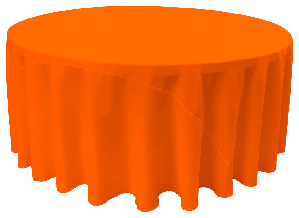 LA Linen Round Polyester Poplin, Orange, 132" Round