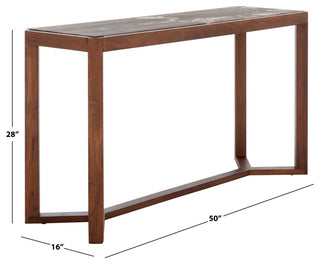 Safavieh Couture Bernardi Marble Top Console Table, Walnut/Brown
