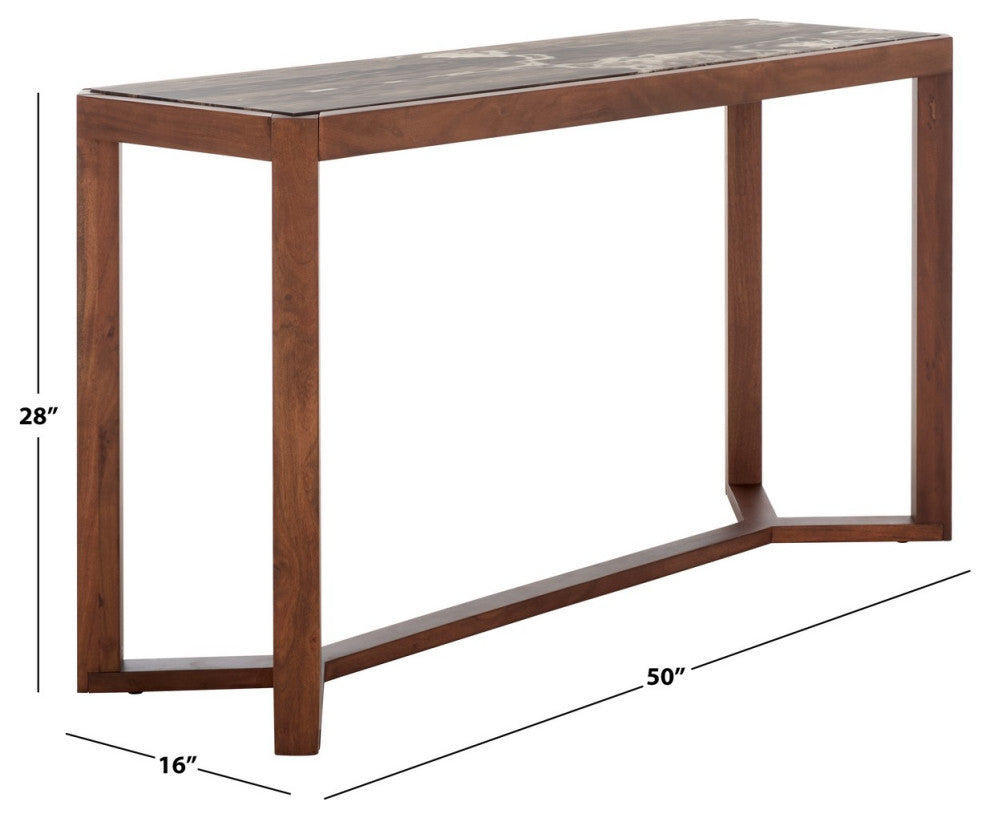 Safavieh Couture Bernardi Marble Top Console Table, Walnut/Brown