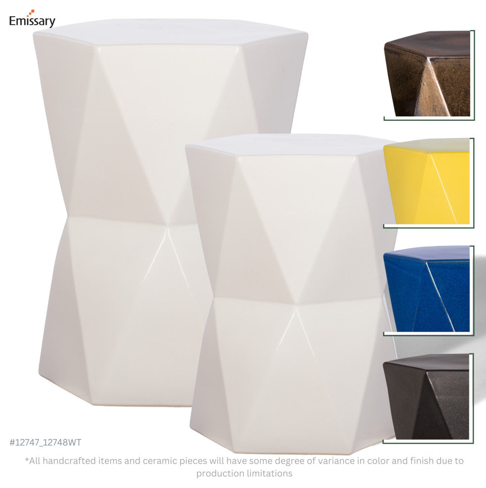 Lg Matrix  Hex Stool, White 17X22"H