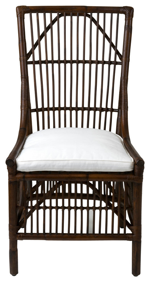 East at Main Deep Brown Rattan Cushioned Accent Chairs (Set of 2)