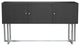 Large Sideboard, Crossed Brushed Silver Legs & 3 Storage Cabinets, Dark Gray