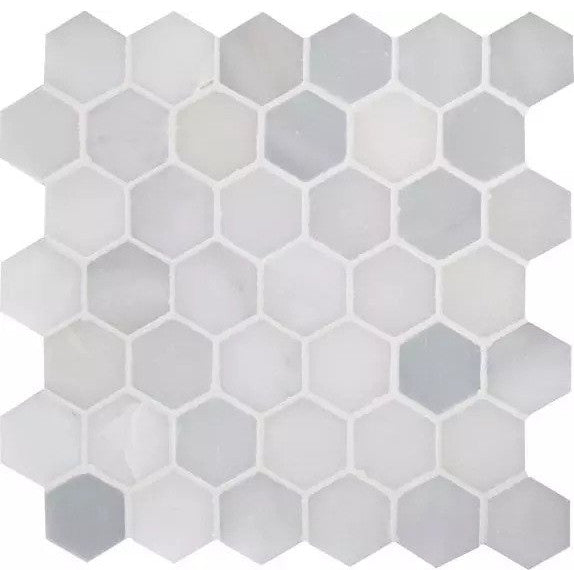 Greecian White Hexagon Polished Marble Mosaic, 10 Sheets