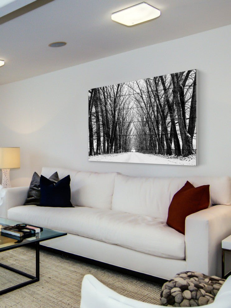 "Rows of Trees" Print on White Wood, 45"x30"