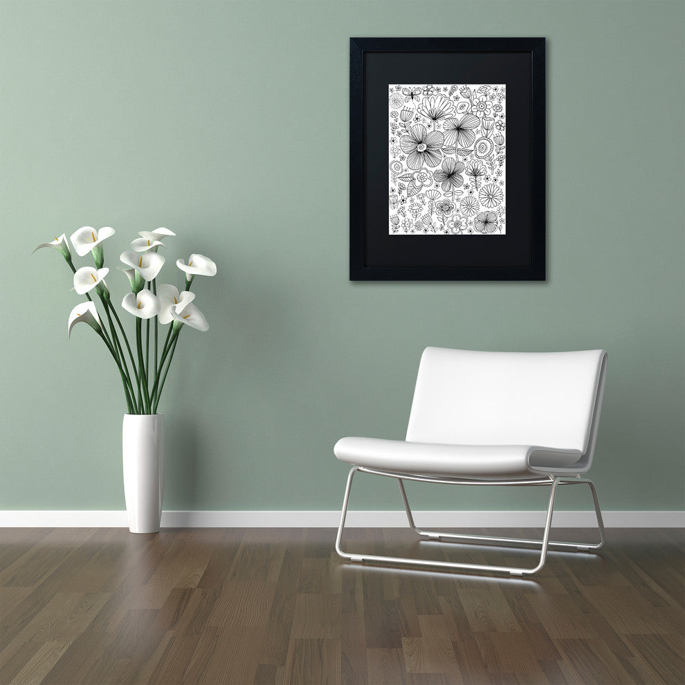 Elizabeth Caldwell 'Butterfly Blooms' Art, Black Frame, Black Mat, 11x14