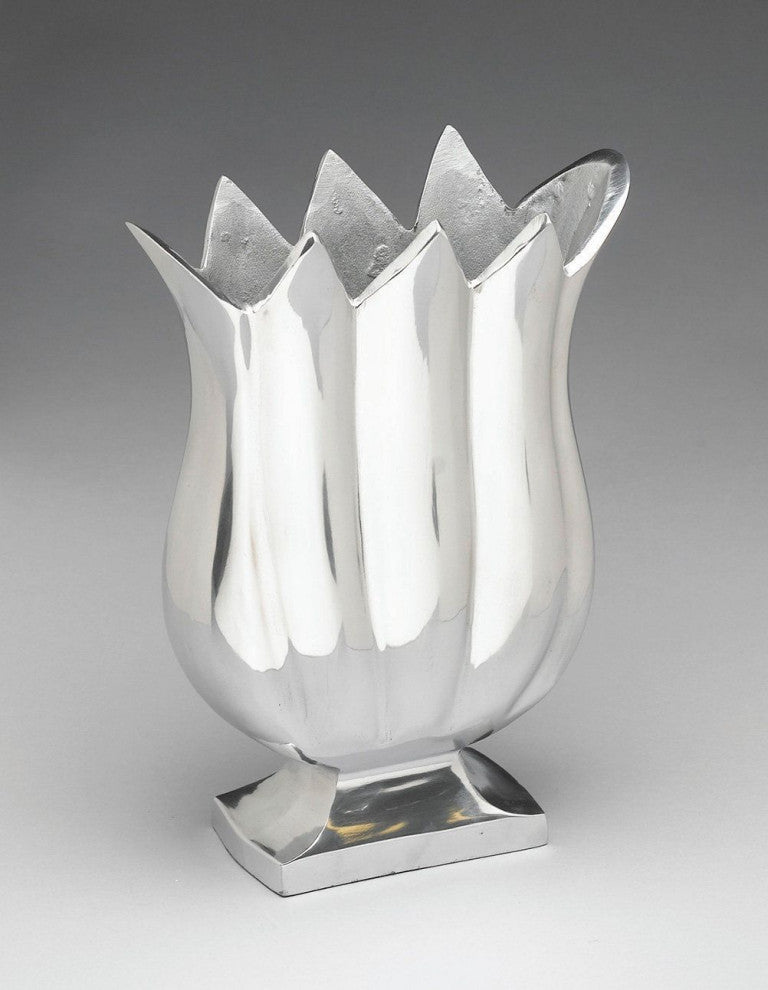 Brunswick 13" Metal Vase, Polished aluminum