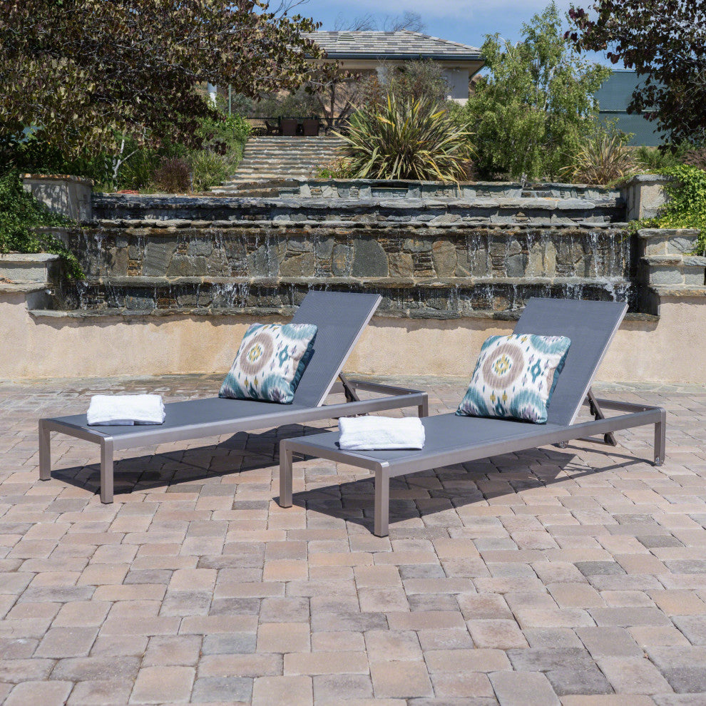 Cape Coral Mesh Outdoor Chaise Lounge, Set of 2