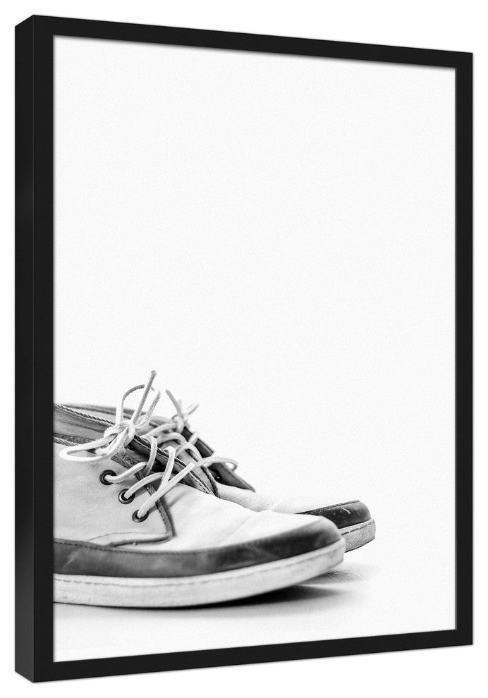 Black and White Sneakers 20x30 Black Framed Canvas