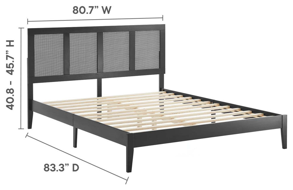 Sirocco Rattan and Wood King Platform Bed, Black