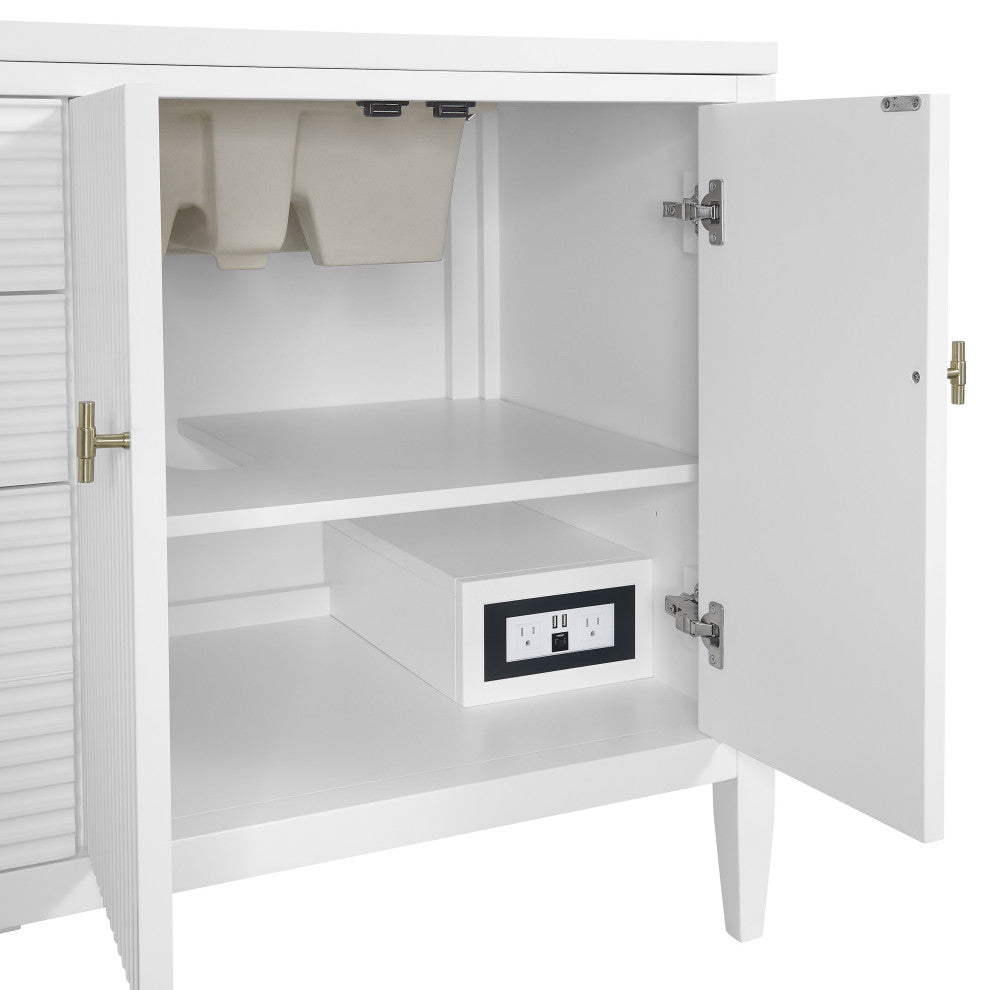 Myrrin 72" Double Vanity, Bright White, 3 CM White Zeus Top