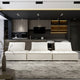 Arwen Modern Modular Square Tufted Sectional Sofa, White Beige Linen, 126" 3-Piece Sofa