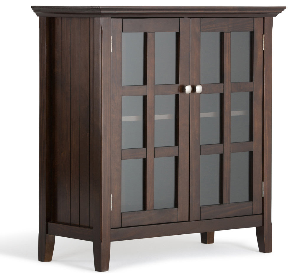 Acadian Solid Wood 35 Inch Wide Low Storage Cabinet In Brunette Brown