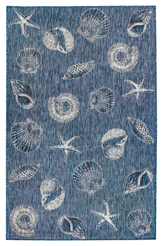 Carmel Shells Indoor/Outdoor Rug, Navy, 6'6"x9'3"