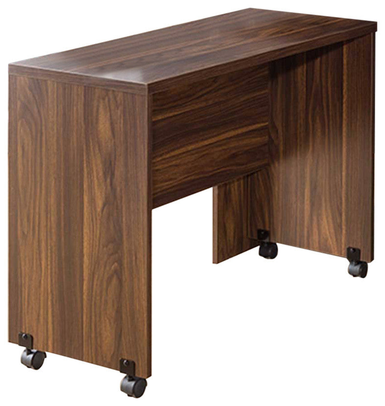 Modern Style Return Table With Wheels, Brown