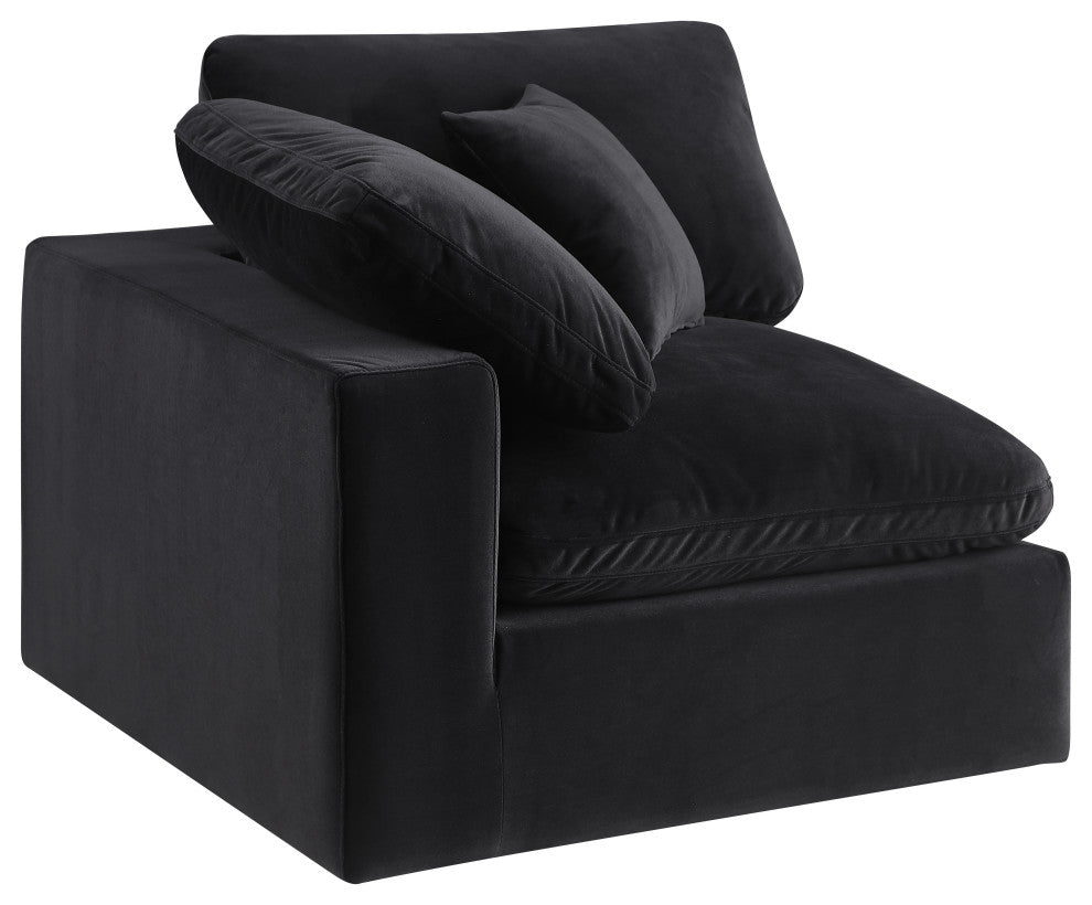 Comfy Beige Linen Textured Fabric Modular Chair, Black, Velvet, Corner Chair