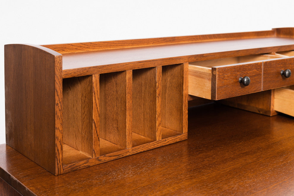 Mission Quarter Sawn Oak Desk With 2 Drawers and Storage