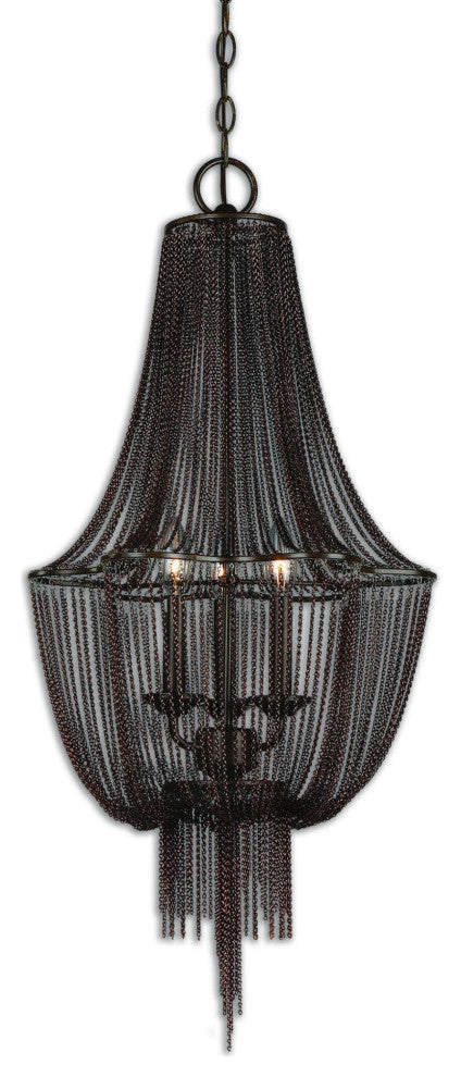 Uttermost 21998 Lezzeno 3 Light 1 Tier Draped Chandelier - Dark Oil Rubbed