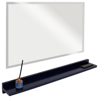 35" Blue Wireless Charging Shelf and Frameless Mirror Set