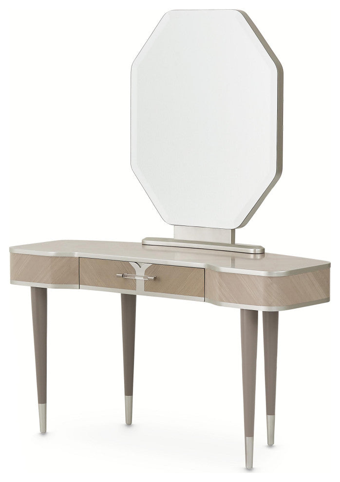 Lanterna Vanity With Mirror, Silver Mist
