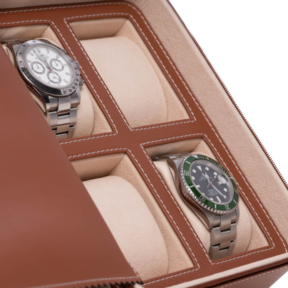 Saddle Leather 4 Watch and Accessory Case