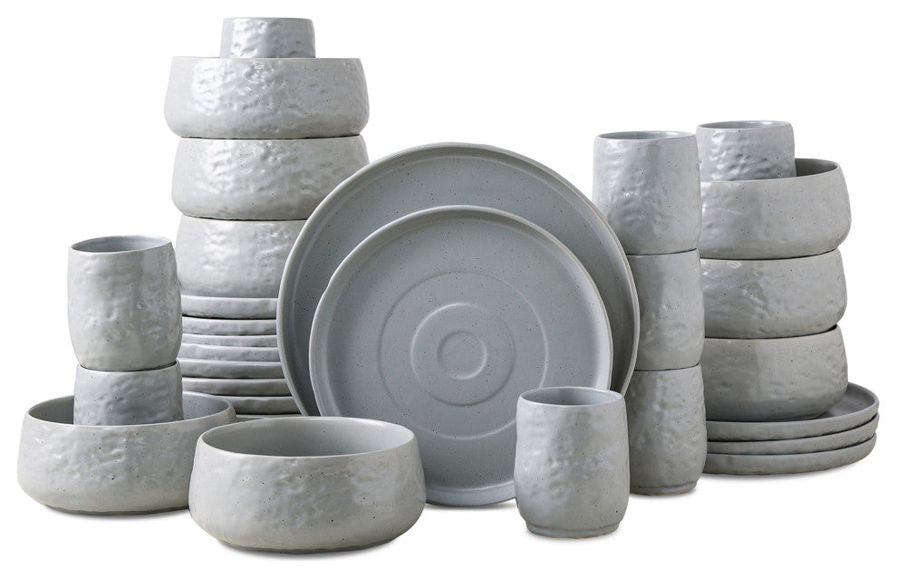 Stone by Mercer Project SHOSAI Stoneware 32 Piece Dinnerware Set, Grey