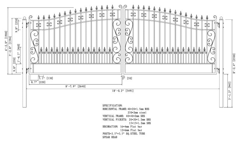 Aleko Iron Dual Swing Gate Venice Style