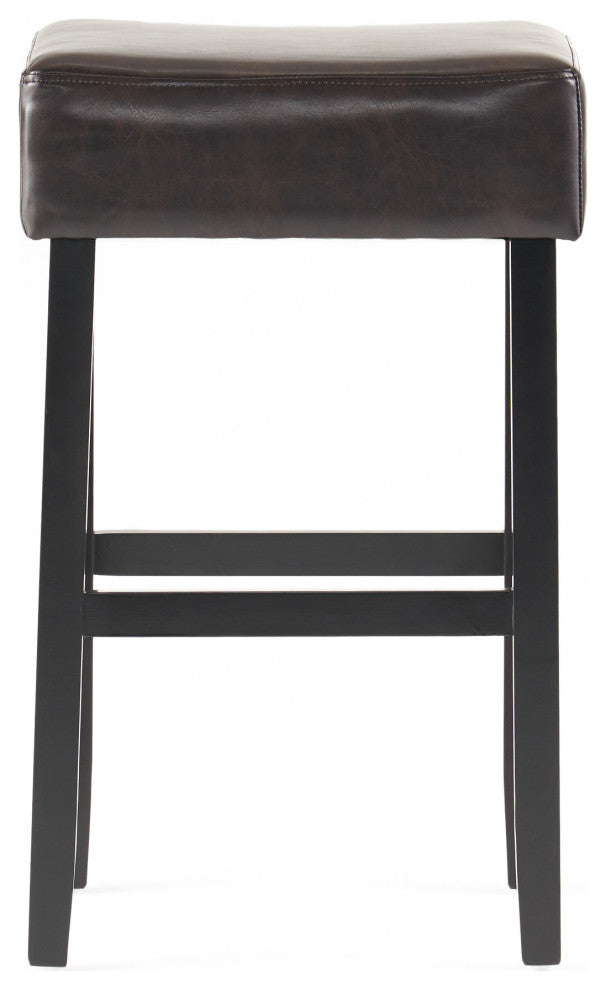 GDF Studio Duff Backless Brown Leather Bar Stools, Set of 2