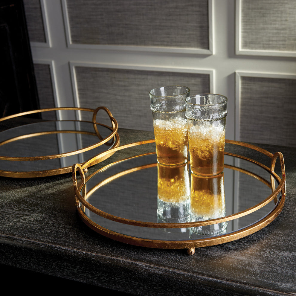 Hudson Mirrored Trays, Set of 2