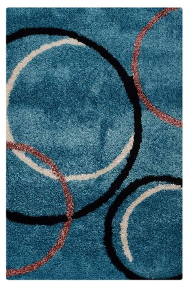 Geometric Shaggy Hand Tufted Oriental Area Rug, Multi, 6x9'