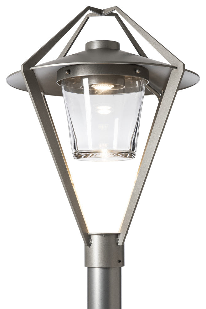 Stellar Post Light, Coastal Burnished Steel Finish, Clear Glass