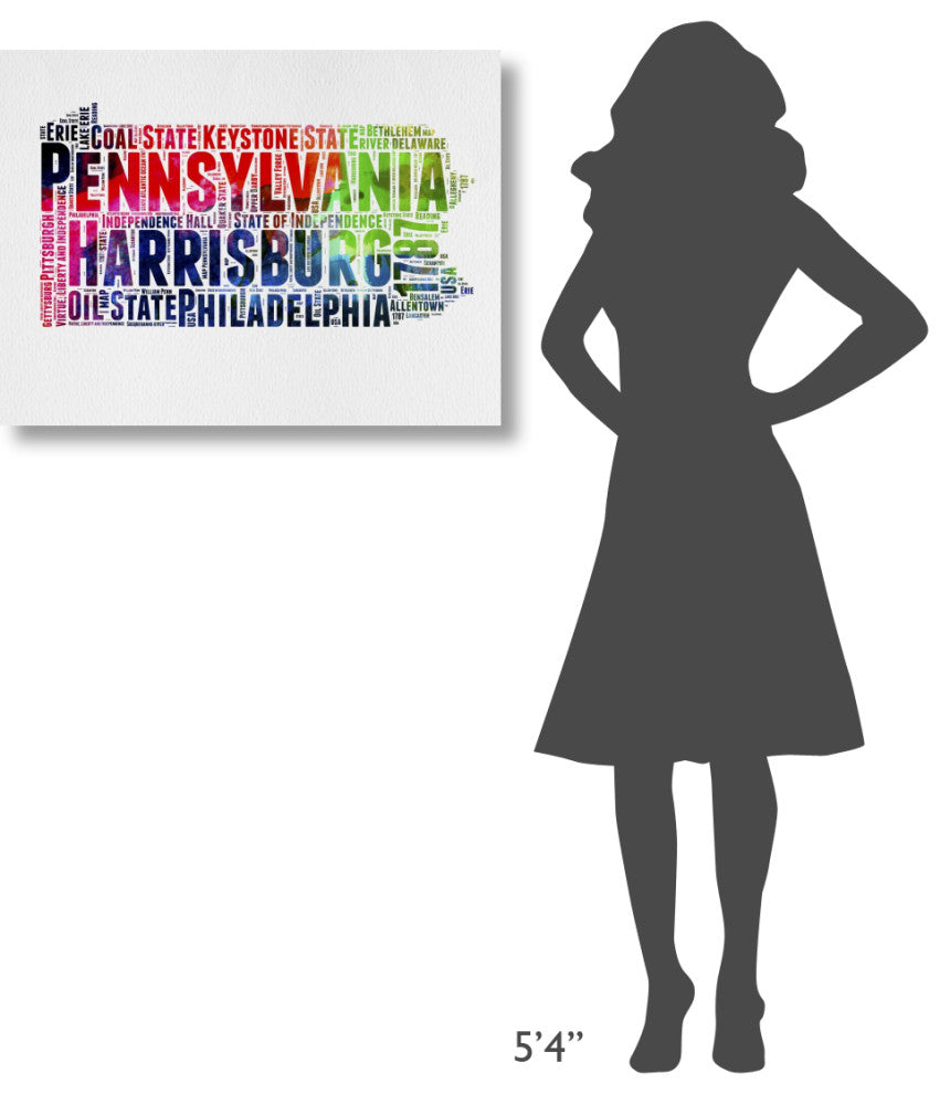 "Pennsylvania Watercolor Word Cloud" Fine Art Print